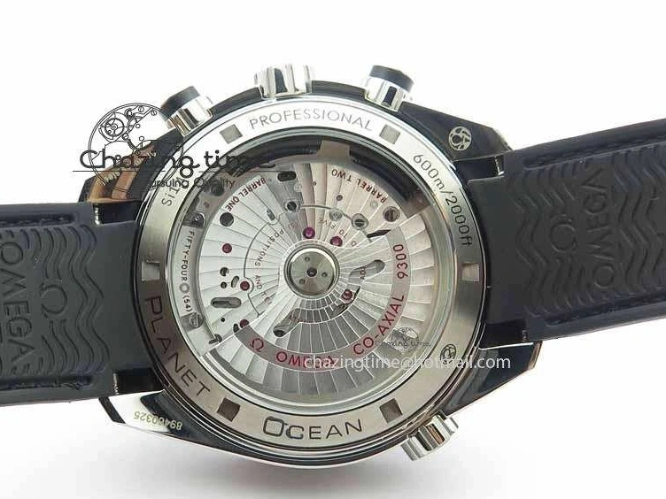 0319 Unisex Planet Ocean Master Chrono 45mm SS OM 1:1 Best Edition Black Dial On Black Rubber Strap A 8171